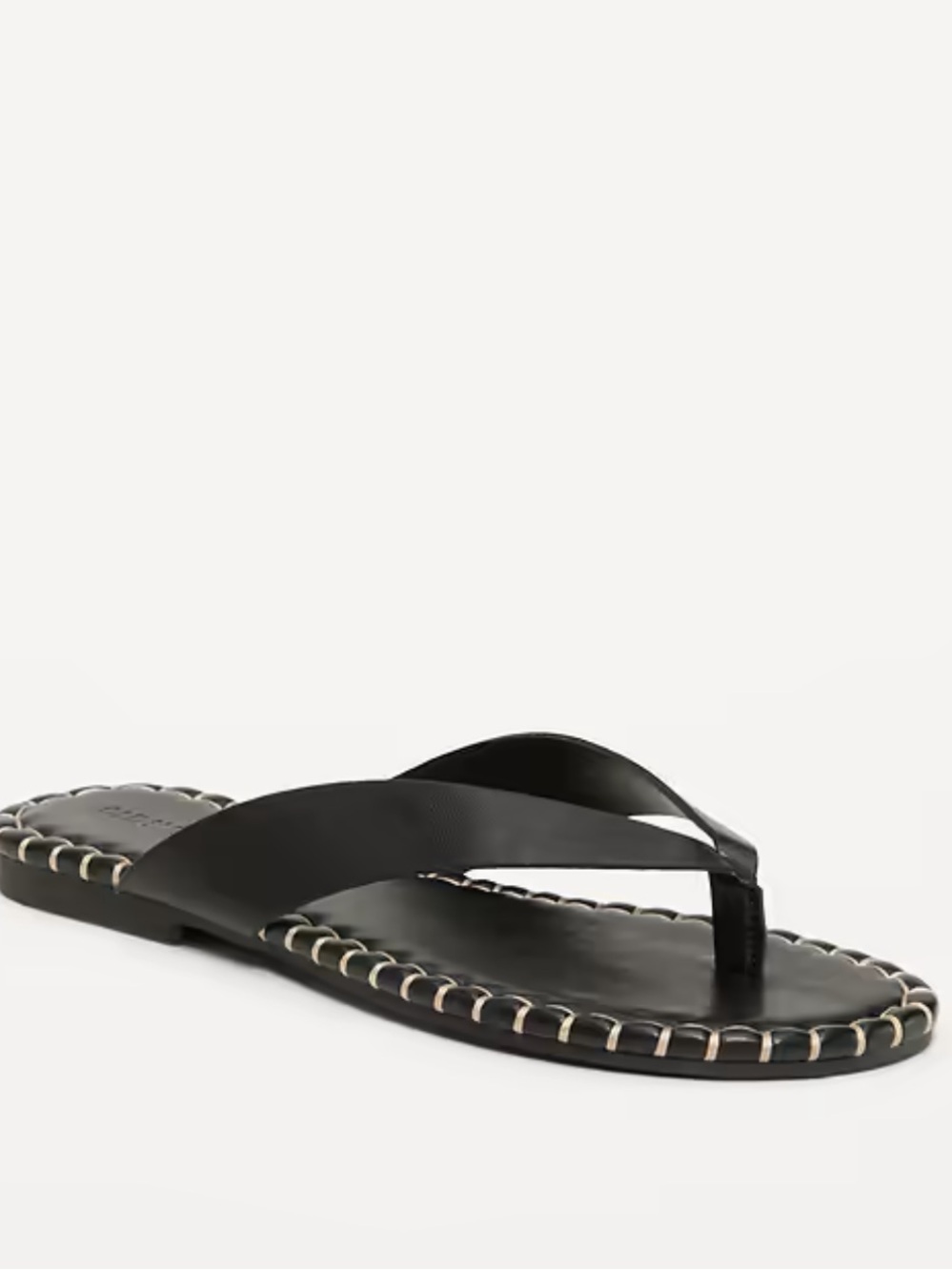 Black Women's whip-Stitch Leather-Style Flip Flop Sandal